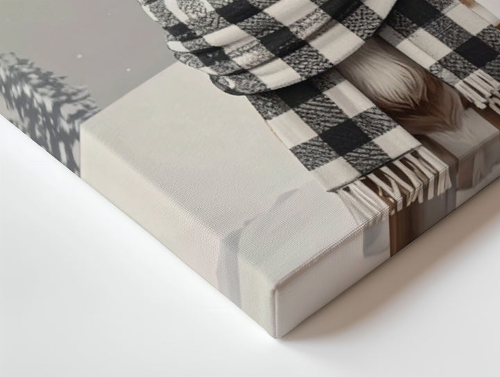 Plaid Scarf Reindeer Canvas – Whimsical Rustic Winter Holiday Wall Art - Gifitto