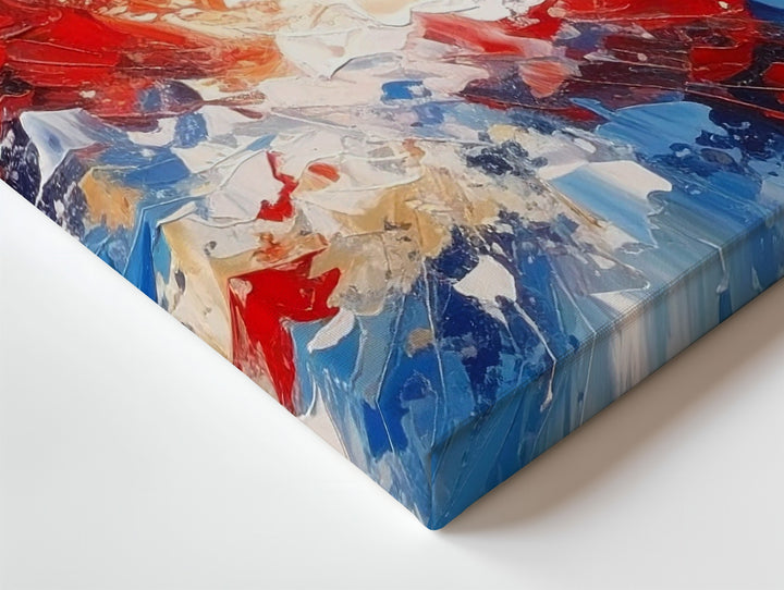 Abstract Patriotic Burst Canvas – Red, White & Blue Modern Expressionist Wall Art - Gifitto