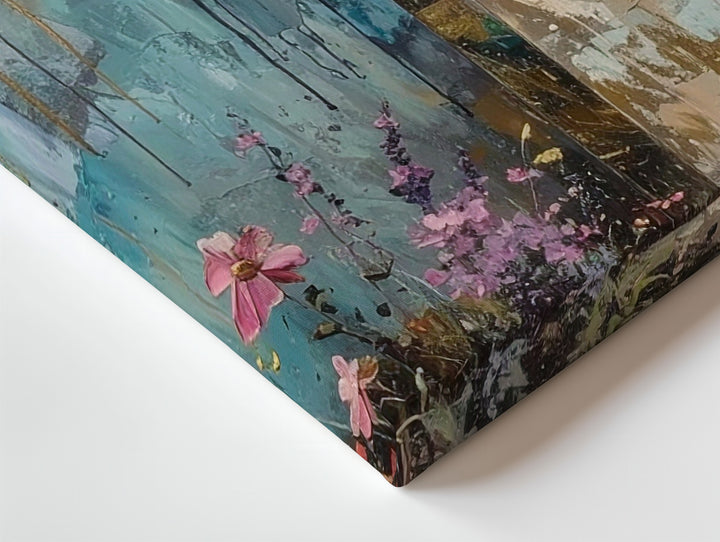 Pastel Grace Canvas – Abstract Cross with Dripping Colors & Floral Texture - Gifitto