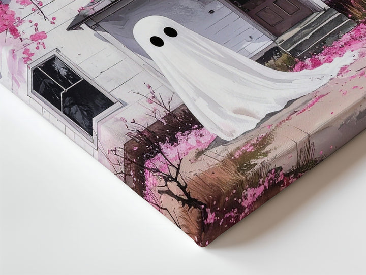 Cherry Blossom Ghost Canvas – Sweet Surreal Spring Halloween Art - Gifitto