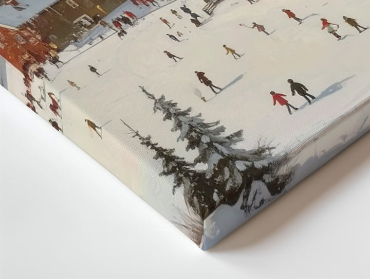 Whimsical Snowy Village Square Canvas – Festive Aerial Winter Scene - Gifitto