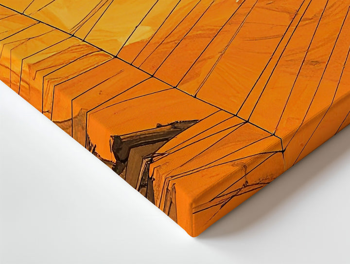 Abstract Spiderweb Canvas – Ink-Stroke Halloween Wall Art in Deep Orange - Gifitto