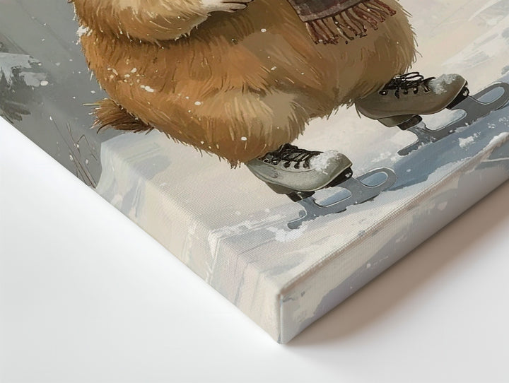 Skating Guinea Pig Canvas – Whimsical Winter Animal Fantasy Wall Art - Gifitto
