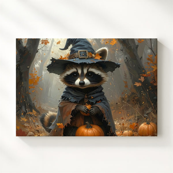 Forest Witch Critter Canvas – Enchanted Halloween Animal Art - Gifitto