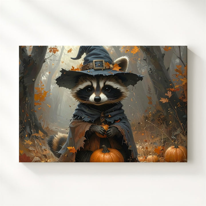 Forest Witch Critter Canvas – Enchanted Halloween Animal Art - Gifitto