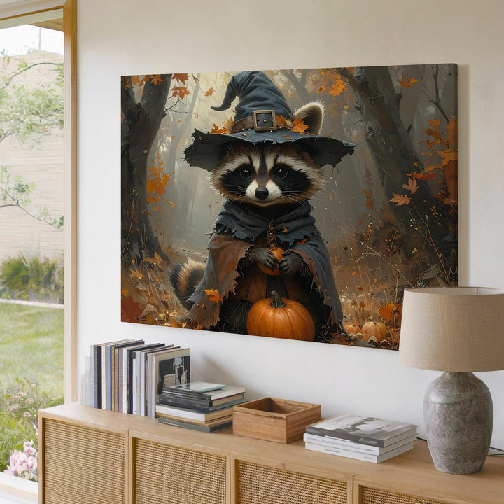 Forest Witch Critter Canvas – Enchanted Halloween Animal Art - Gifitto