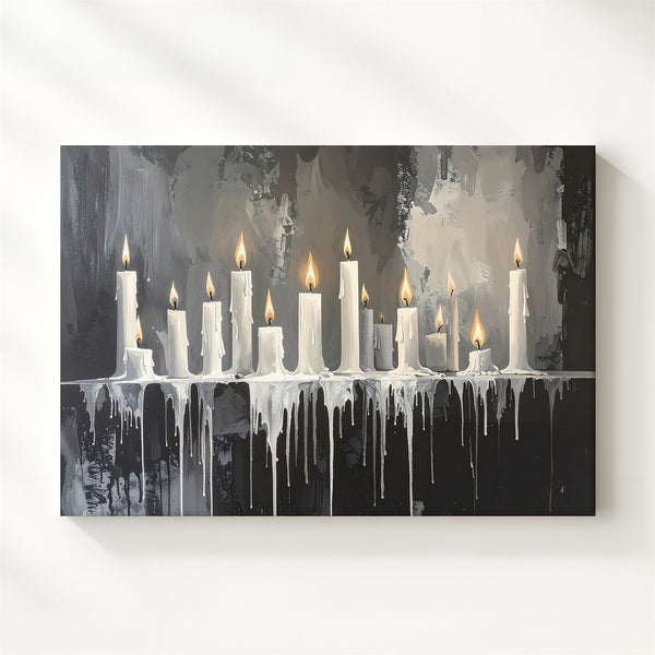 Gothic Candle Ritual Canvas – Melted Wax & Sacred Flame Still Life - Gifitto