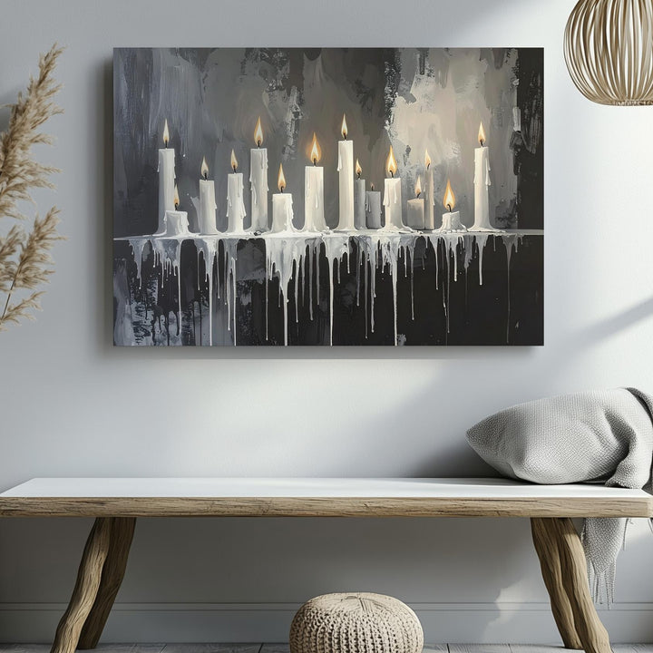 Gothic Candle Ritual Canvas – Melted Wax & Sacred Flame Still Life - Gifitto