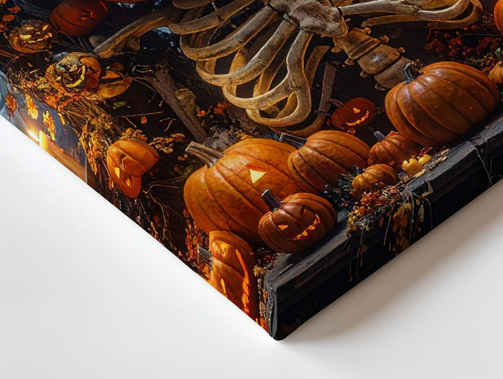 Haunted Pumpkin Altar Canvas – Gothic Halloween Harvest Shrine Art - Gifitto