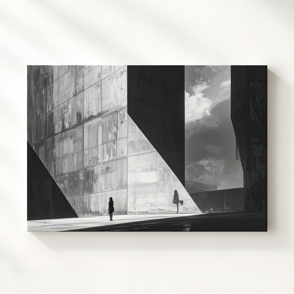 Void & Light Canvas – Minimalist Urban Dystopia in Black and White - Gifitto