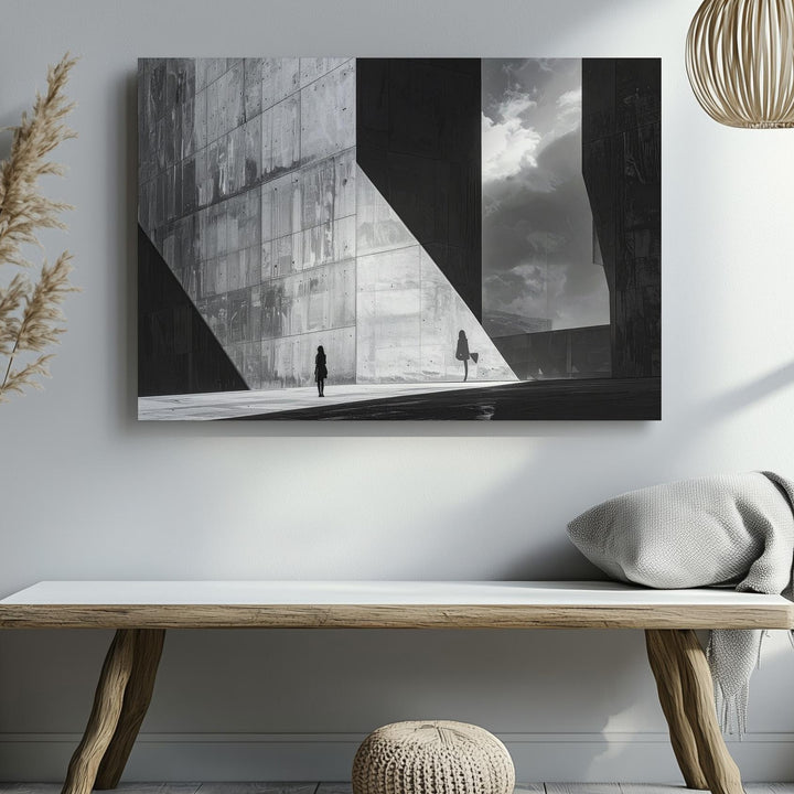 Void & Light Canvas – Minimalist Urban Dystopia in Black and White - Gifitto