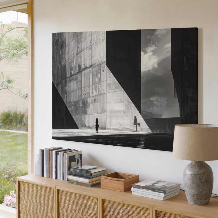 Void & Light Canvas – Minimalist Urban Dystopia in Black and White - Gifitto