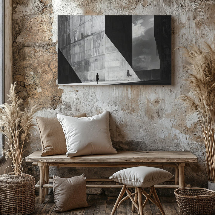 Void & Light Canvas – Minimalist Urban Dystopia in Black and White - Gifitto