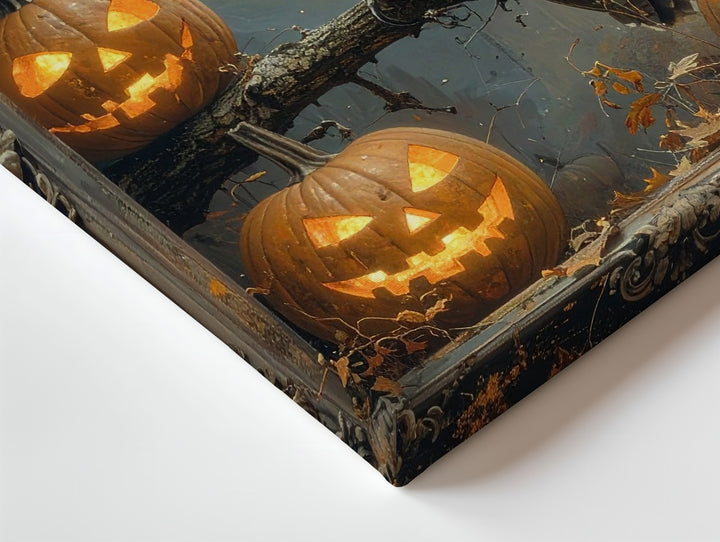 Gothic Owl & Jack-O'-Lantern Canvas – Mysterious Halloween Vignette Art - Gifitto