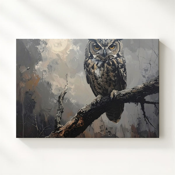Twilight Sentinel Owl Canvas – Mystical Nocturnal Forest Wall Art - Gifitto