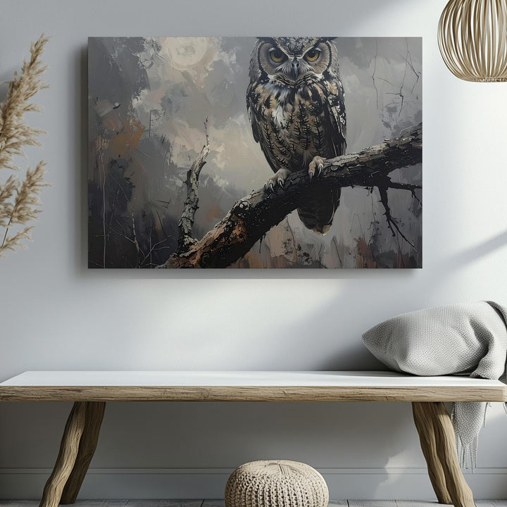 Twilight Sentinel Owl Canvas – Mystical Nocturnal Forest Wall Art - Gifitto