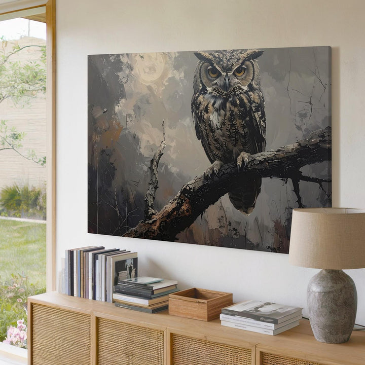 Twilight Sentinel Owl Canvas – Mystical Nocturnal Forest Wall Art - Gifitto