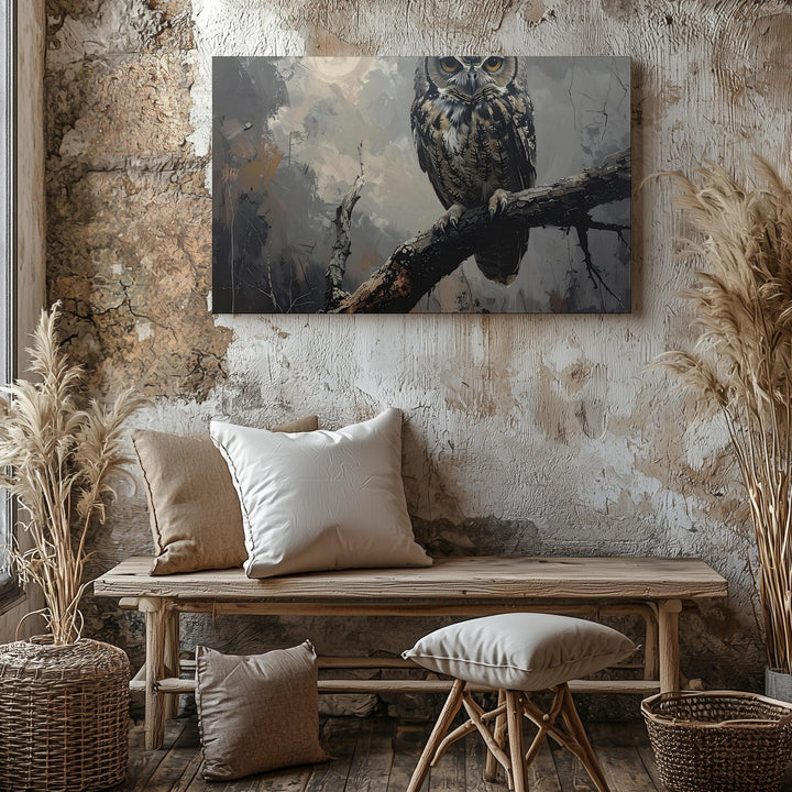 Twilight Sentinel Owl Canvas – Mystical Nocturnal Forest Wall Art - Gifitto