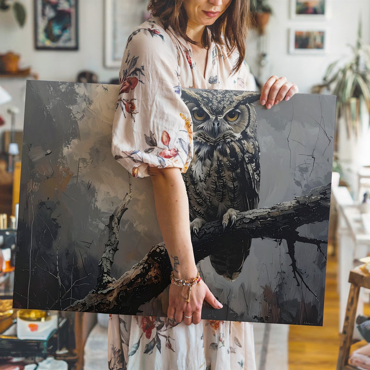 Twilight Sentinel Owl Canvas – Mystical Nocturnal Forest Wall Art - Gifitto