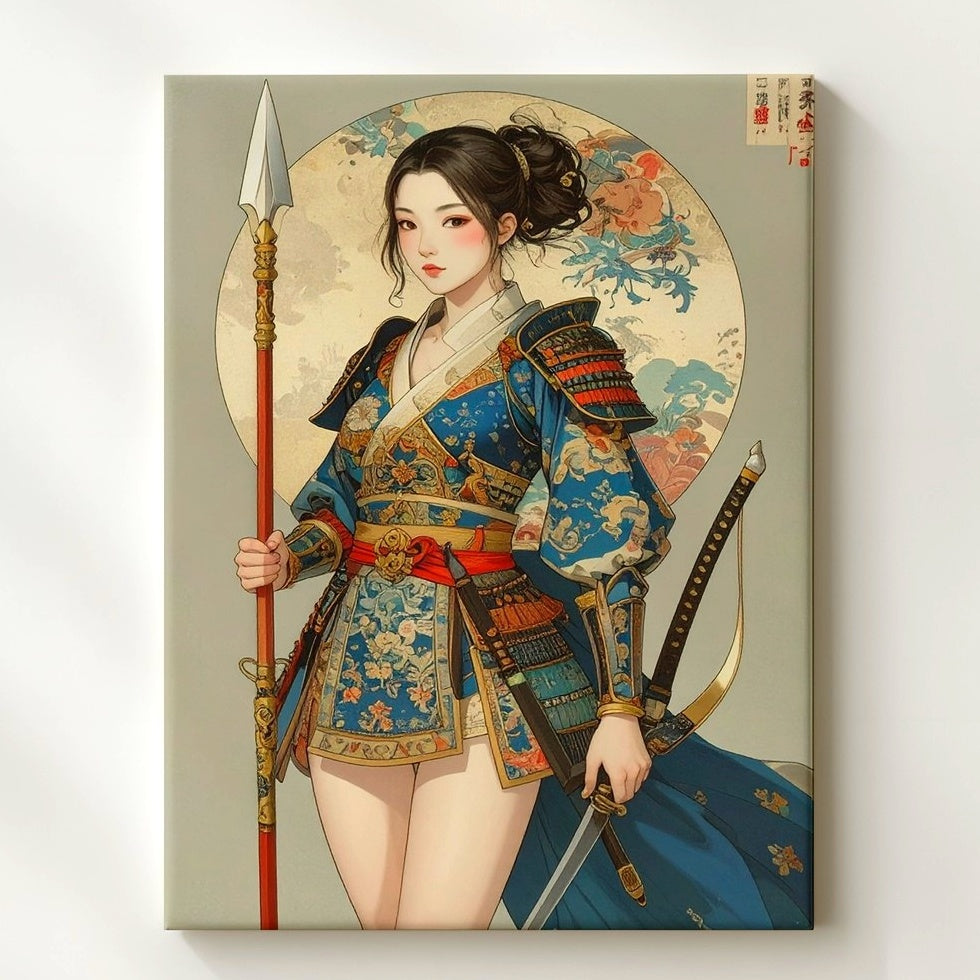 Samurai Woman Warrior Canvas – Elegant Japanese Armor Wall Art ...