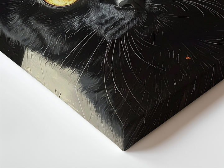 Enchanted Black Cat Portrait – Halloween Wall Art with Witch Hat & Magic Glow - Gifitto
