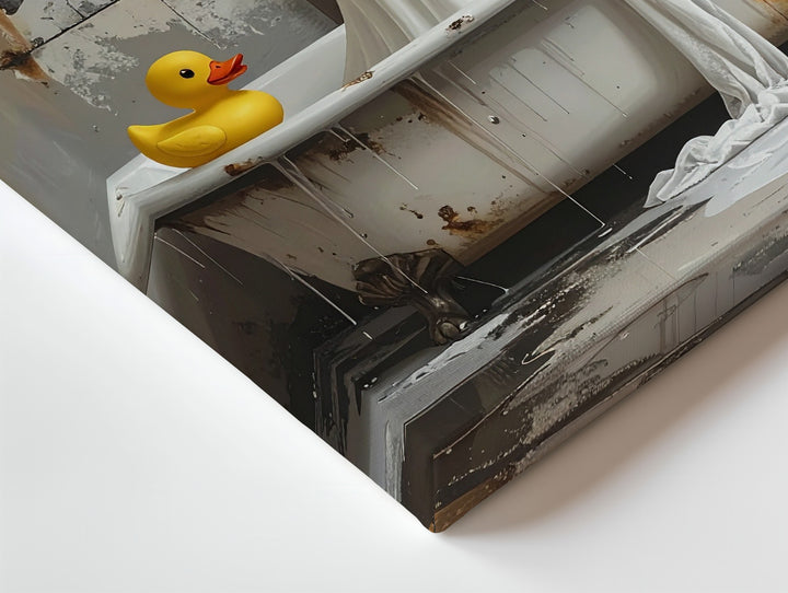 Dimly Lit Ghost & Duck Canvas – Quirky Abandoned Halloween Art - Gifitto