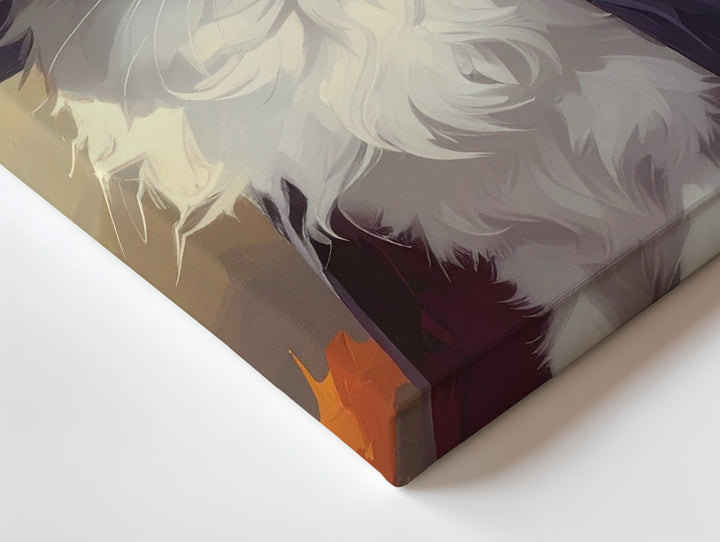 Halloween Witch Kitten Canvas – Fluffy Cat in Cape with Red Ribbon Hat - Gifitto