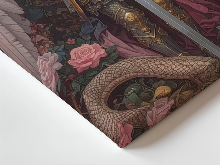 Archangel Michael and Serpent Canvas – Christian Wall Art of Divine Triumph, Guardianship, and Celestial Beauty - Gifitto