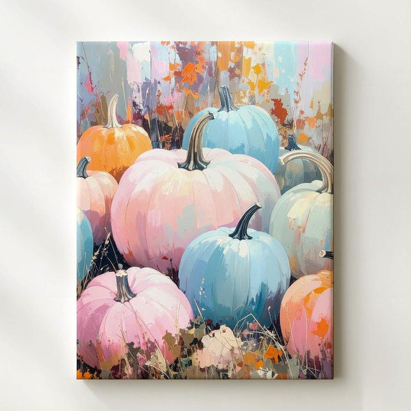 Pastel Pumpkin Harvest Canvas – Rustic Fall Art with Soft Seasonal Tones - Gifitto