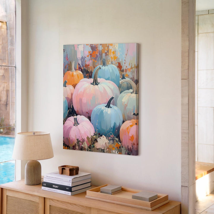Pastel Pumpkin Harvest Canvas – Rustic Fall Art with Soft Seasonal Tones - Gifitto