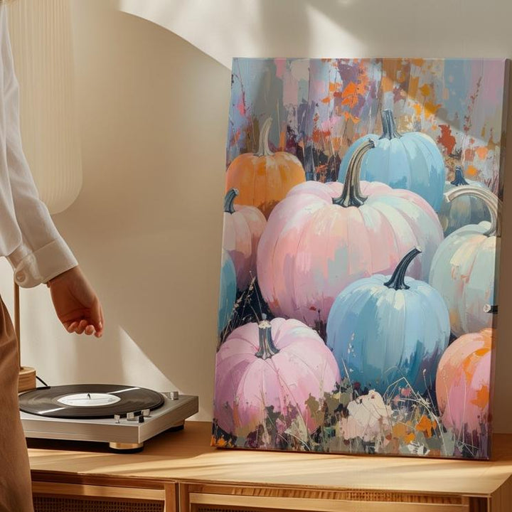 Pastel Pumpkin Harvest Canvas – Rustic Fall Art with Soft Seasonal Tones - Gifitto