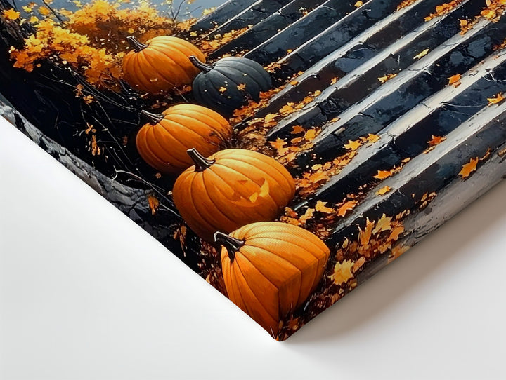 Pumpkin-Lit Forest Stairway Canvas – Autumn Magic & Halloween Charm - Gifitto