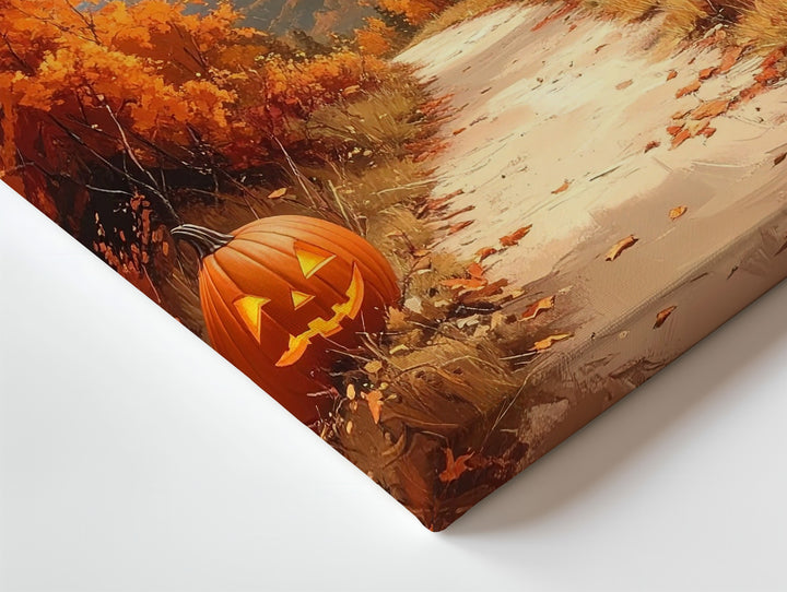 Autumn Mountain Trail Canvas – Jack-O'-Lantern Path with Fall Foliage & Halloween Charm - Gifitto