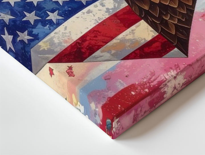 Eagle & Heart Flag Collage Canvas – Romantic Patriotic Symbolism Wall Art - Gifitto