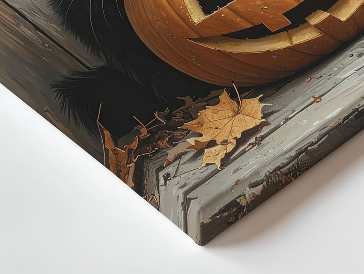 Hidden Halloween Cat Canvas – Carved Pumpkin & Autumn Still Life Vignette - Gifitto