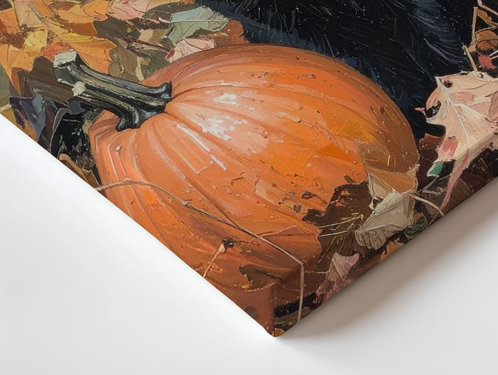 Cozy Black Cat Canvas – Pink Witch Hat & Autumn Pumpkin Art - Gifitto