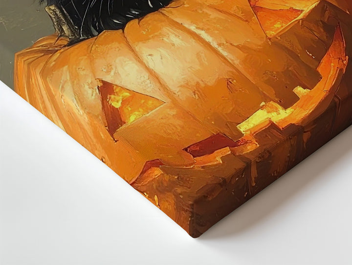 Witch Hat Black Cat Canvas – Mystical Halloween Scene with Jack-o’-Lantern & Candles - Gifitto