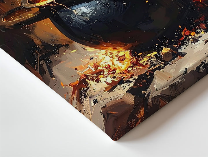 Fiery Witch’s Cauldron Canvas – Bubbling Halloween Spellcasting Wall Art - Gifitto