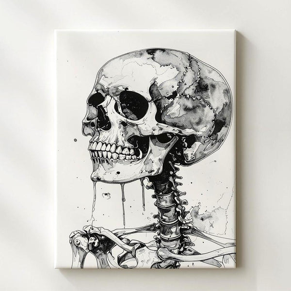 Expressive Ink Skeleton Canvas – Minimalist Raw Bone Form & Emotional Art - Gifitto