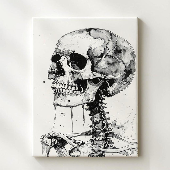 Expressive Ink Skeleton Canvas – Minimalist Raw Bone Form & Emotional Art - Gifitto