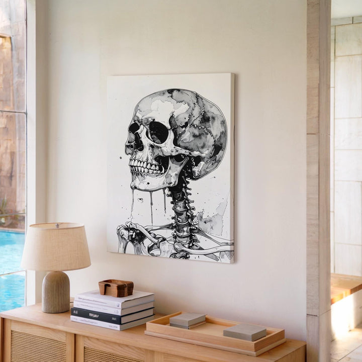 Expressive Ink Skeleton Canvas – Minimalist Raw Bone Form & Emotional Art - Gifitto