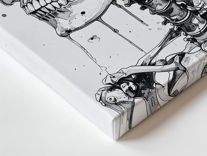 Expressive Ink Skeleton Canvas – Minimalist Raw Bone Form & Emotional Art - Gifitto