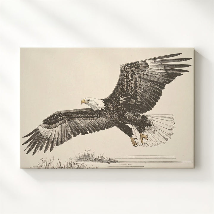Soaring Eagle Line Art Canvas – Minimalist Ink Patriotic Wall Art - Gifitto