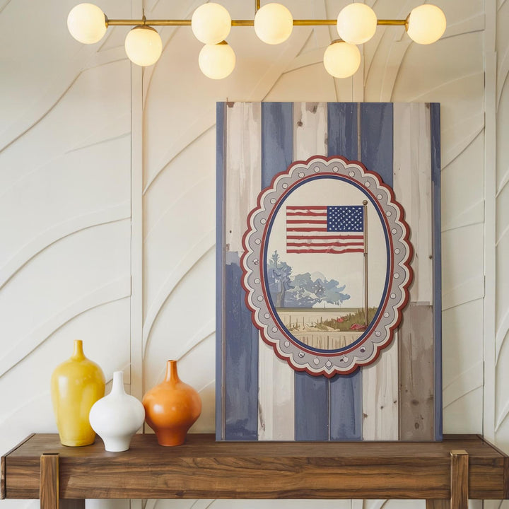 Striped Patriotic Frame Canvas – Classic American Flag Wall Art - Gifitto