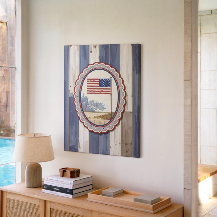 Striped Patriotic Frame Canvas – Classic American Flag Wall Art - Gifitto