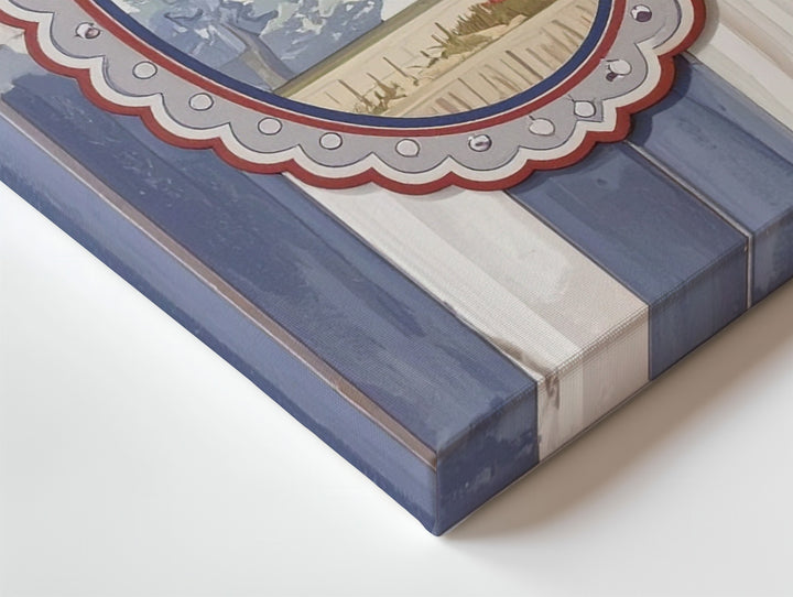 Striped Patriotic Frame Canvas – Classic American Flag Wall Art - Gifitto