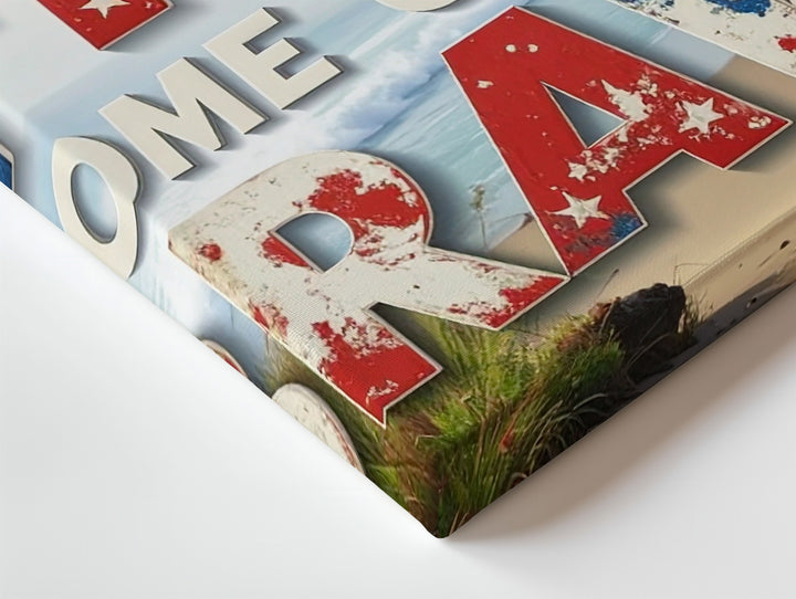 Land of the Free Canvas – Vintage Distressed Patriotic Typography Wall Art - Gifitto