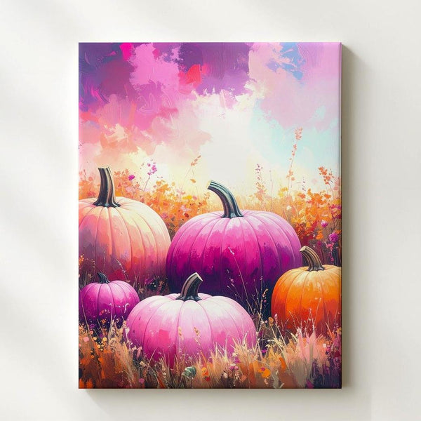 Vibrant Pink & Violet Pumpkin Canvas – Dreamy Modern Halloween Art - Gifitto