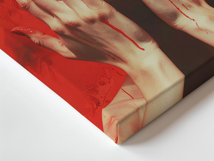 Crimson Scream Canvas – Abstract Horror Art of Hands, Face & Red Immersion - Gifitto