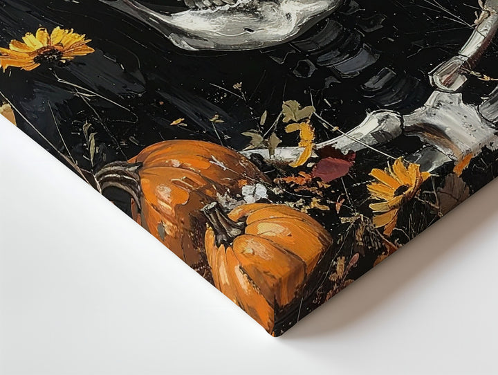 Harvest Skull Canvas – Rustic Halloween Art with Pumpkins & Leaves - Gifitto